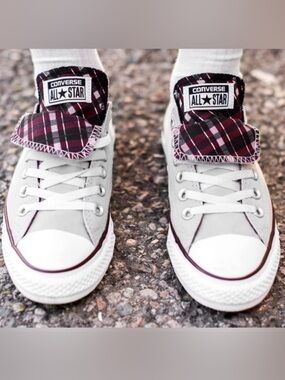 Converse Chuck Taylor Double Tongue Gray All-Star Low-Top Sneakers Size 8